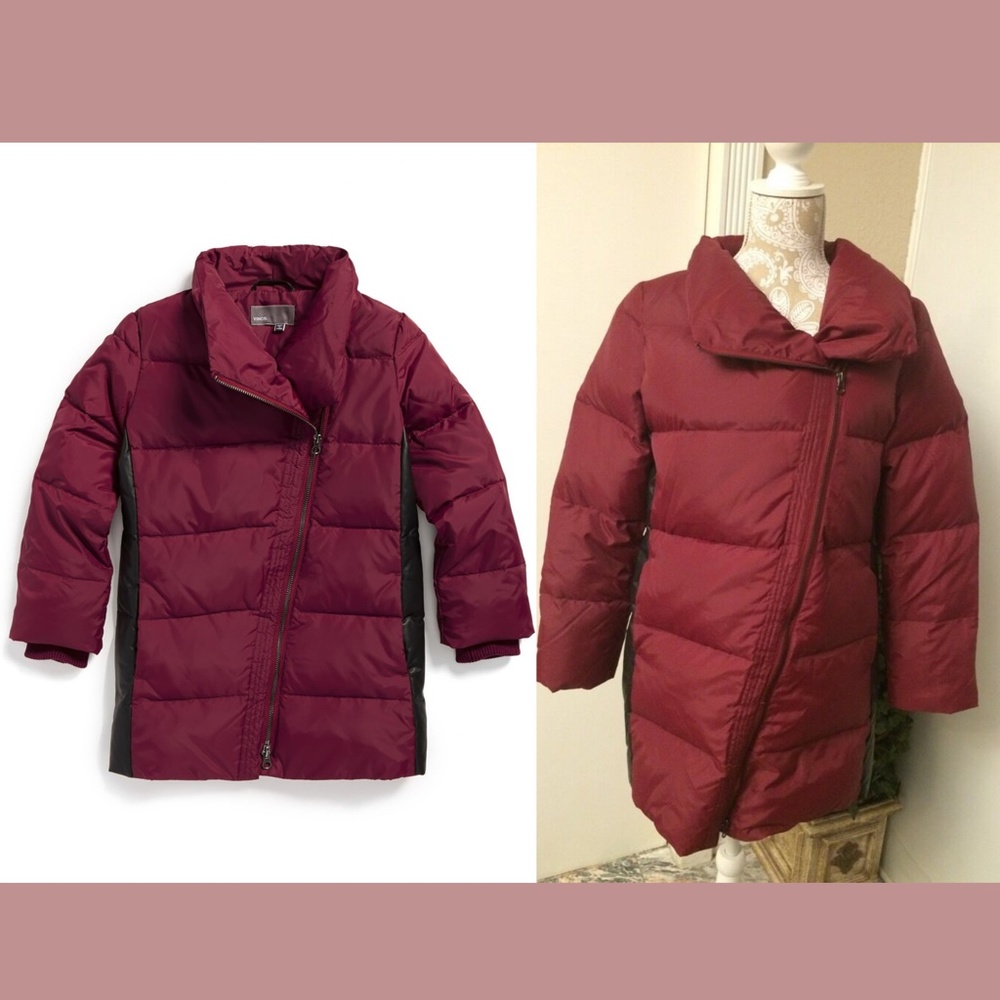 NEW $398 Vince [ Big Girls XL ] Down Puffer Jacket in Red Rosewood Kids‎